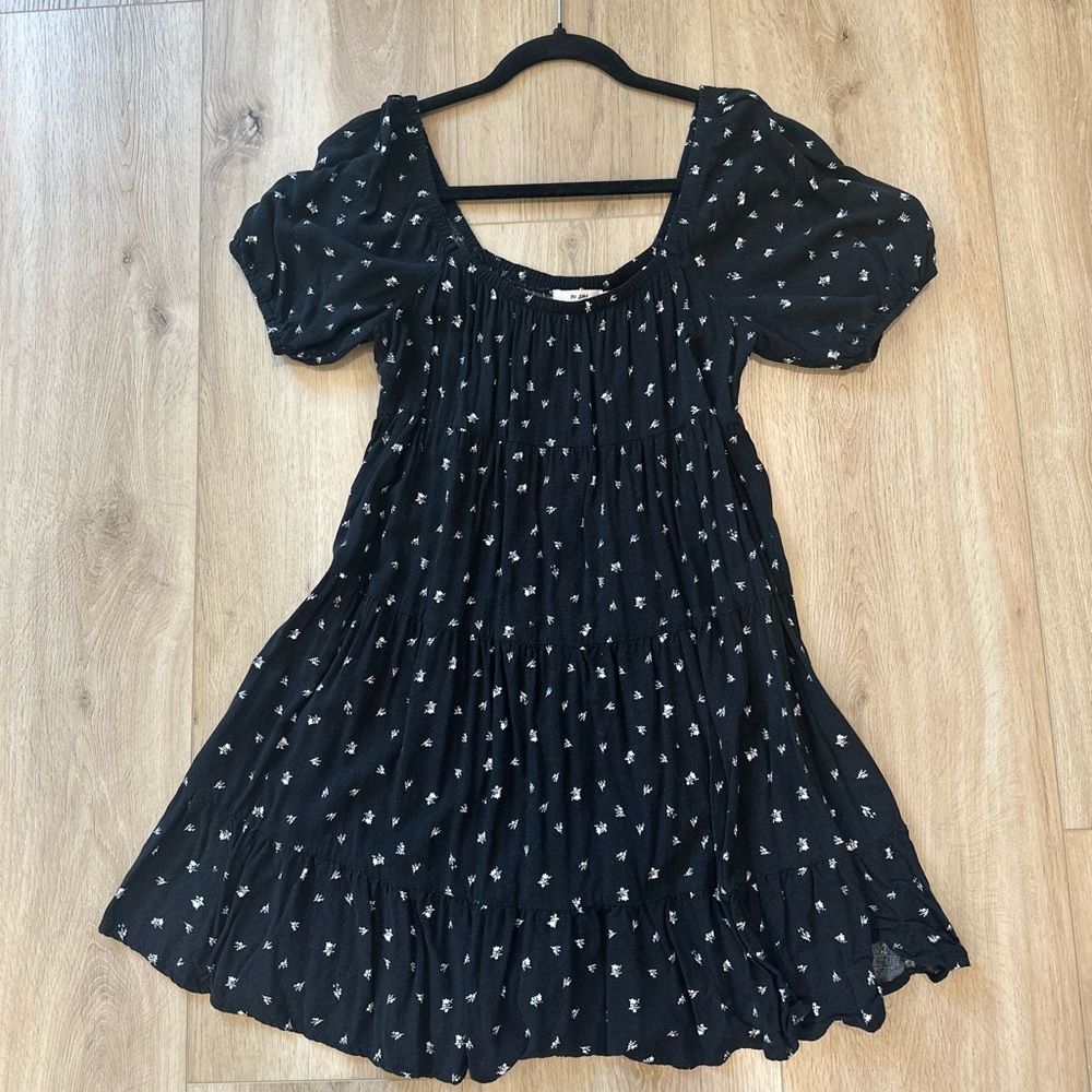 Black floral babydoll dress